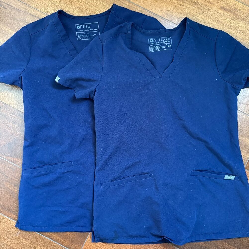 Figs Navy Blue Womens Scrub Top XXS two tops